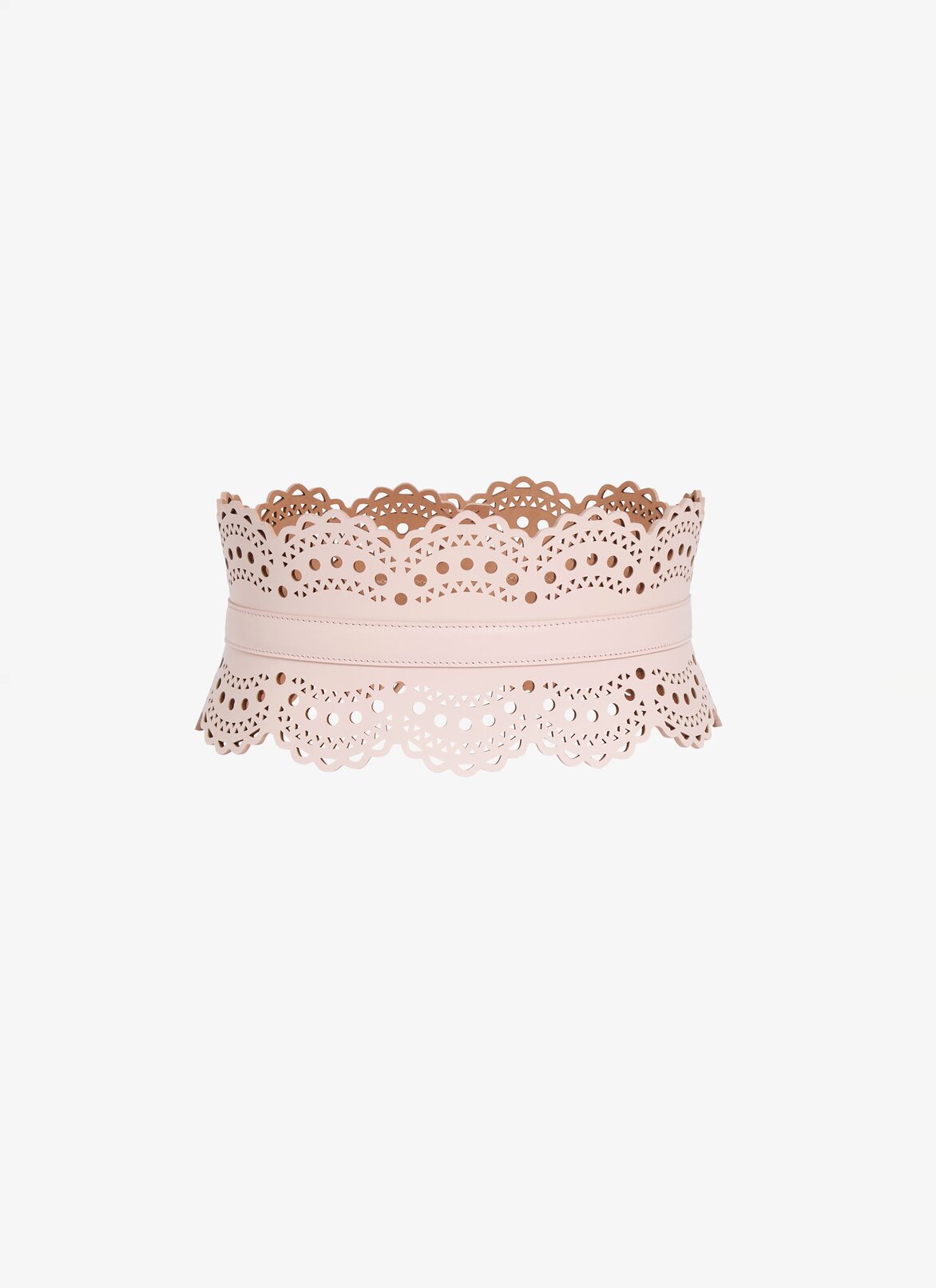 BUSTIER BELT IN VIENNE WAVE CALFSKIN ALAÏA PINK BUSTIER BELT IN VIENNE WAVE CALFSKIN
